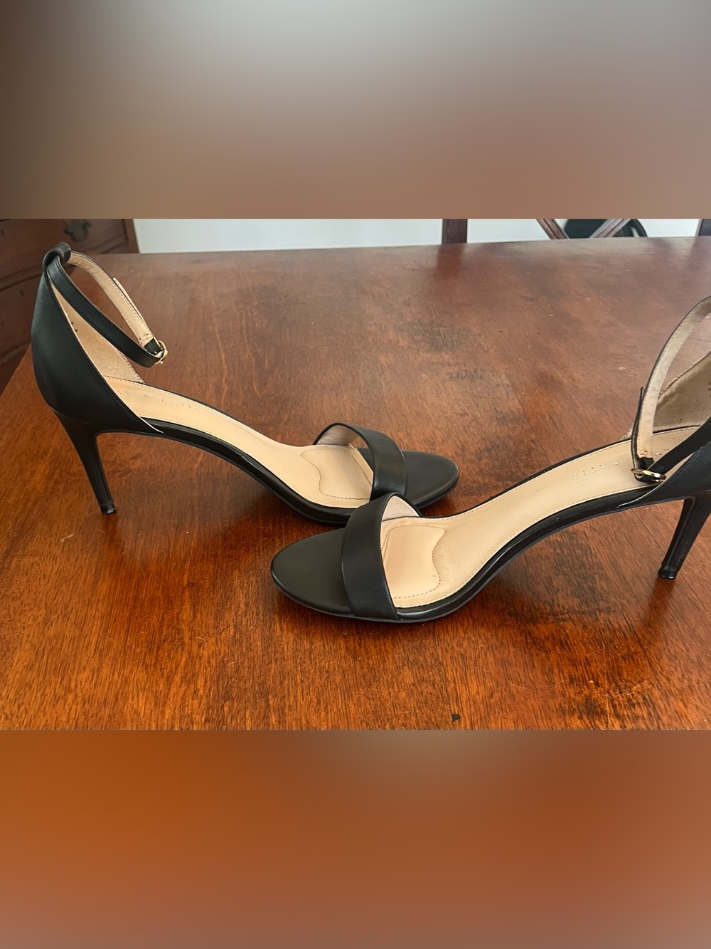 Kelly & Katie Black Ankle-Strap Stiletto Sandals